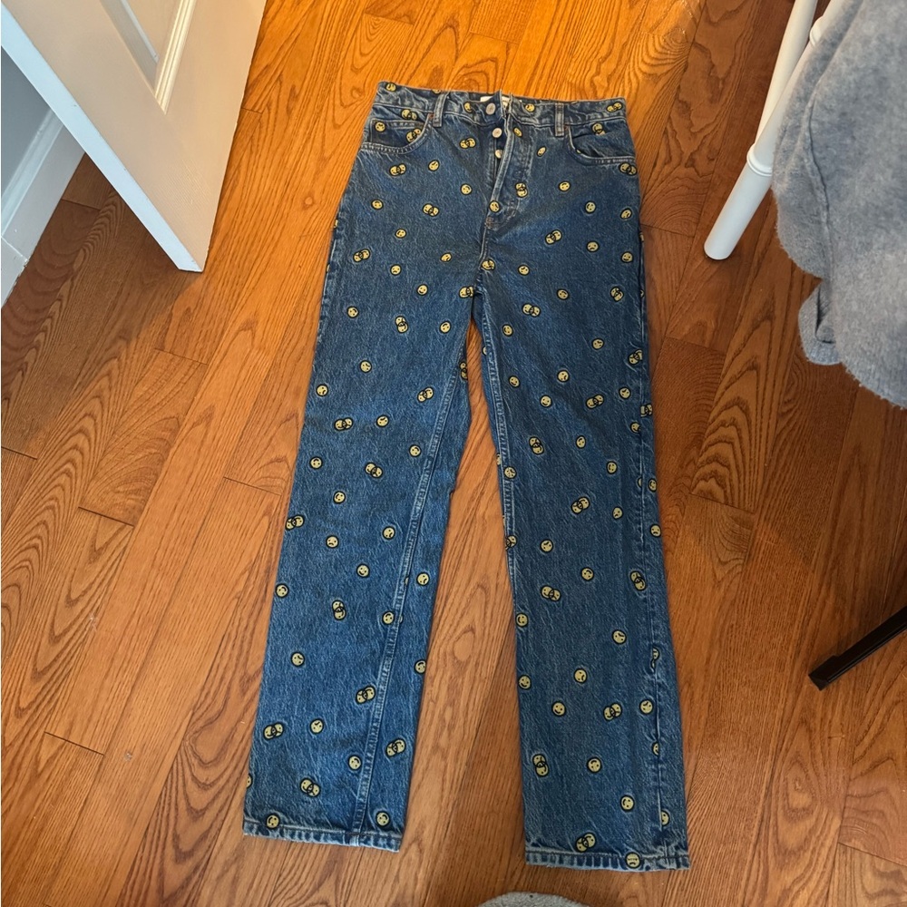 Reformation Denim Jeans with smiley faces